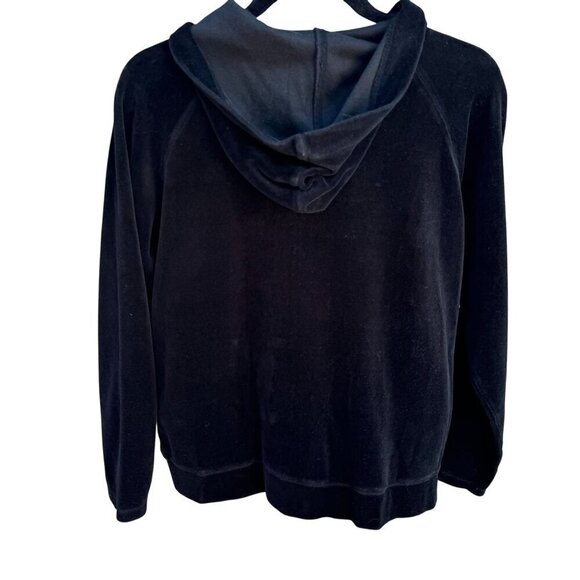 Spa By Chicos Vintage Y2K Womens Black Velour Velvet Zip Front Hoodie Jacket 0 - Picture 7 of 9